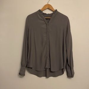 ANN TAYLOR long sleeve blouse shirt top medium M 100% viscose gray